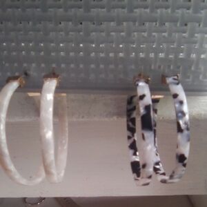 Elegant Black and White Hoop Earrings